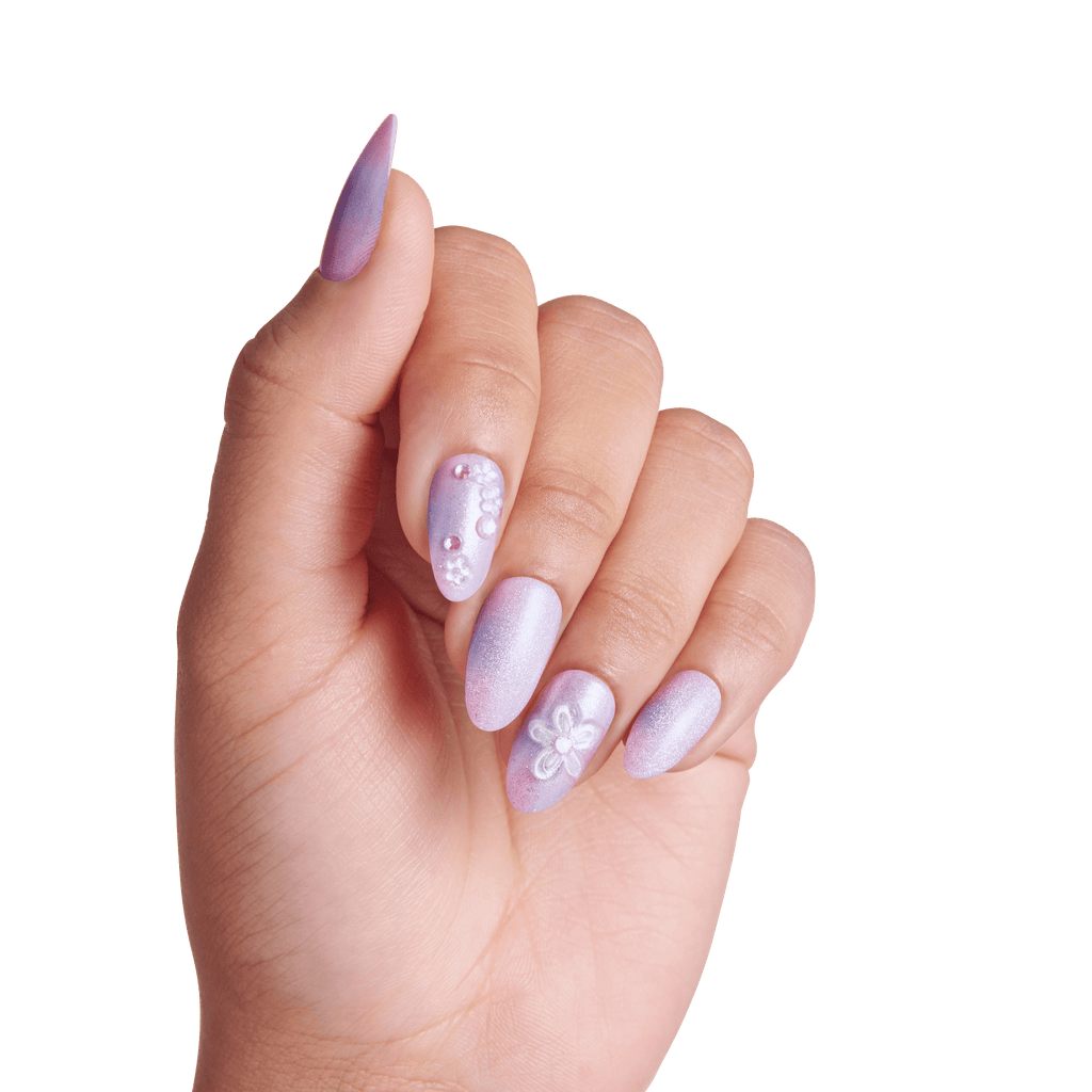 Impress Premium No Glue Fake Press On Nails - Pick Me First | 3D & Jewel Design,  Multicolor, Medium, Oval, Manicure