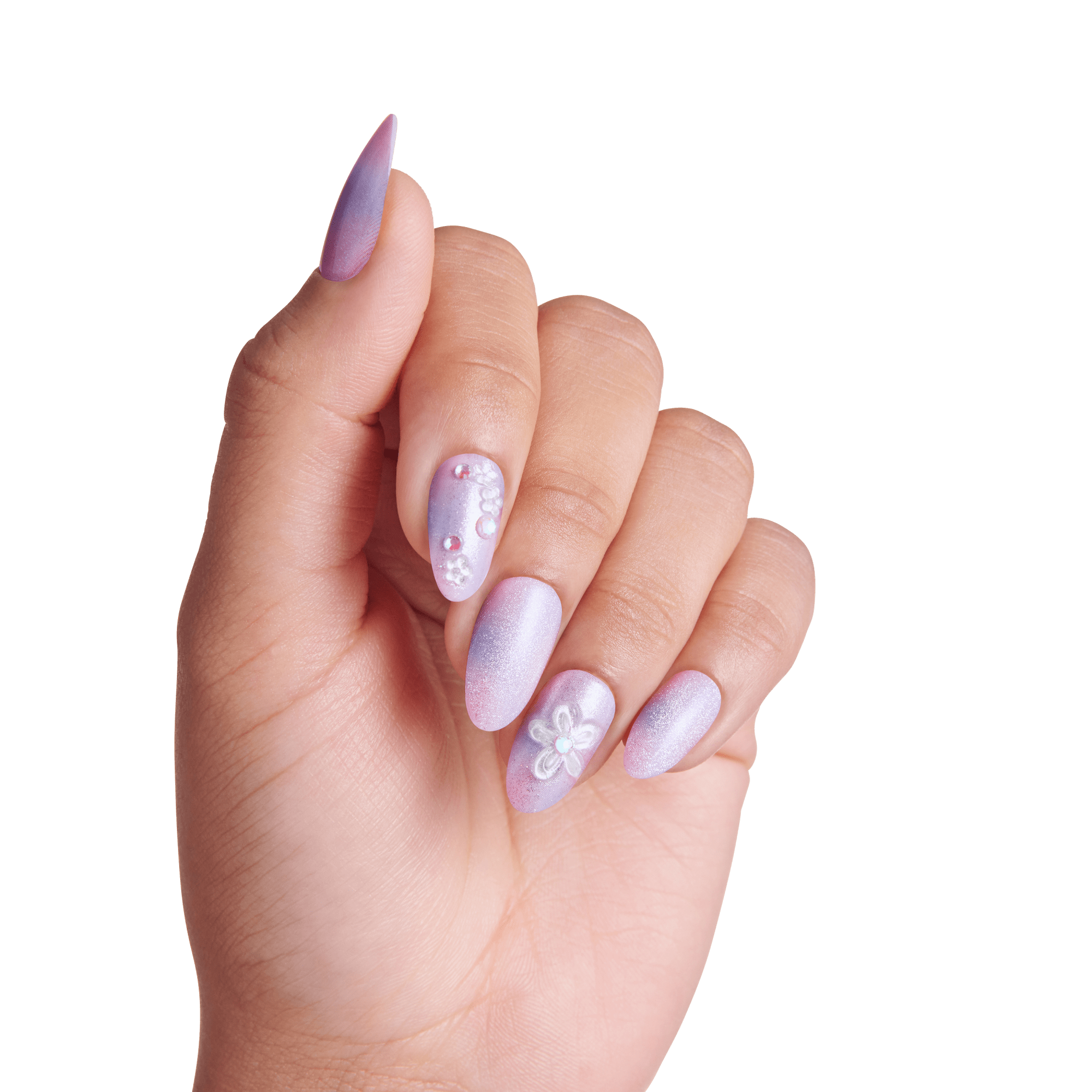 Impress Premium No Glue Fake Press On Nails - Pick Me First | 3D & Jewel Design,  Multicolor, Medium, Oval, Manicure