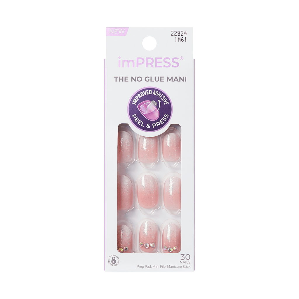 Impress Design No Glue Fake Press On Nails - Even Better | 3D & Jewel Design,  Pink, Short, Oval, Manicure