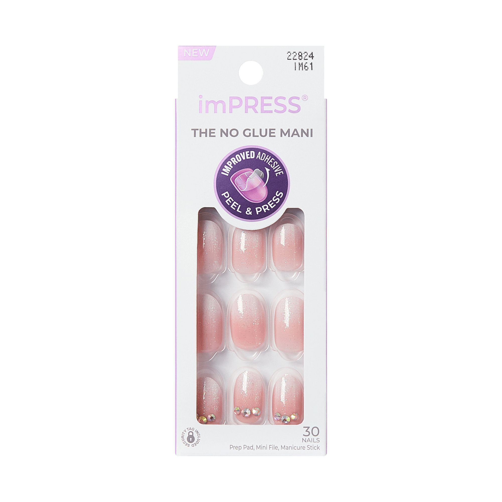 Impress Design No Glue Fake Press On Nails - Even Better | 3D & Jewel Design,  Pink, Short, Oval, Manicure