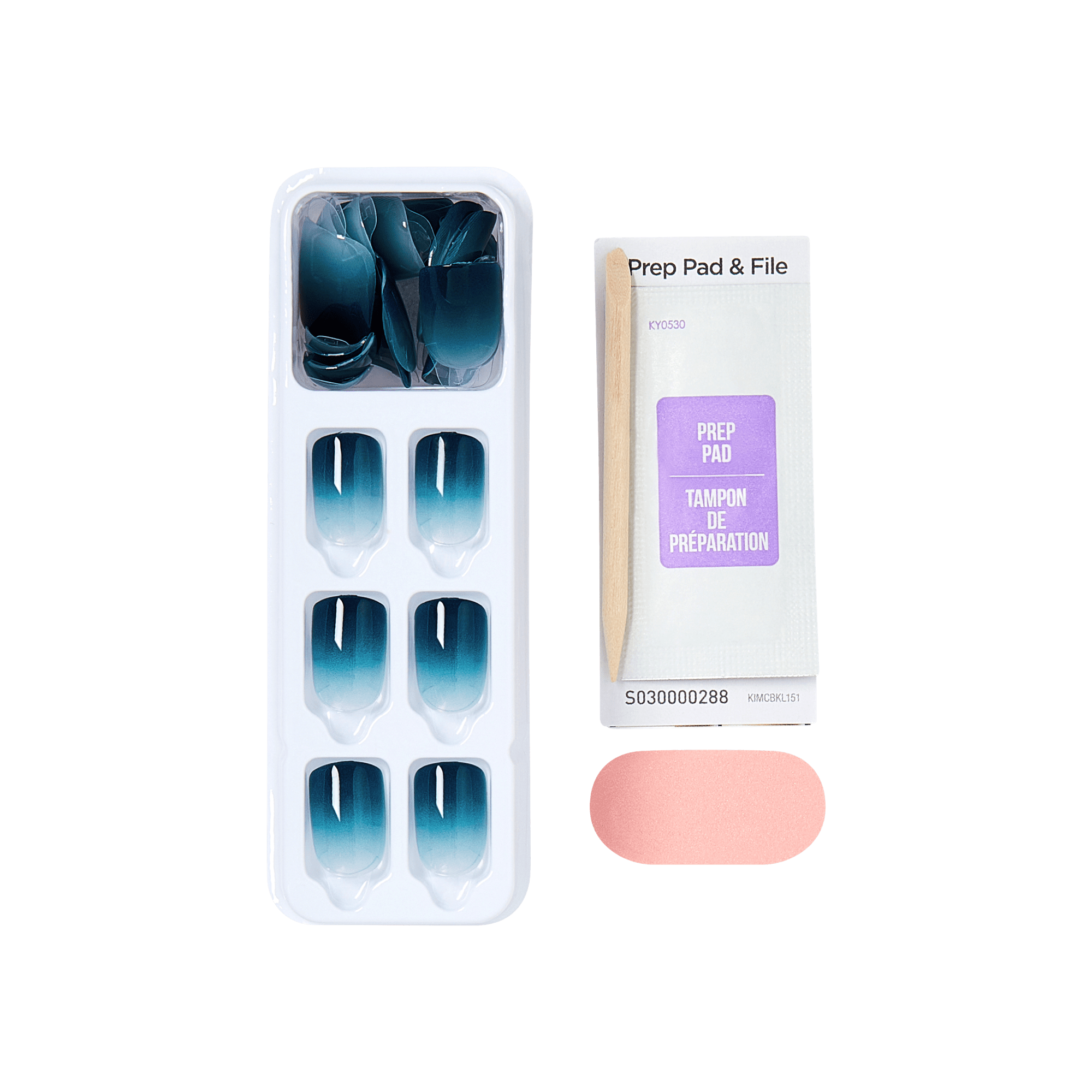 Impress Color No Glue Fake Press On Nails - Velvet Breeze | Design, Blue, Short, Squoval, Manicure