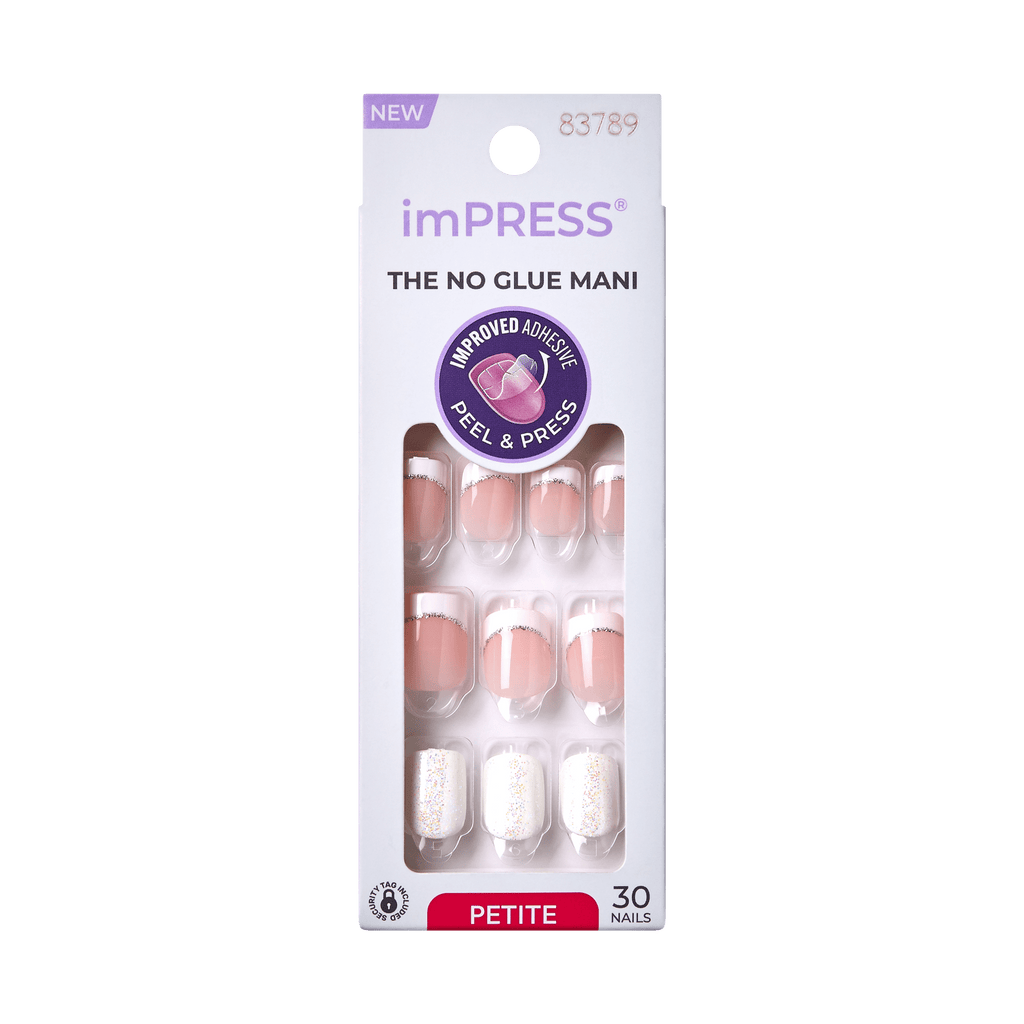Impress Design No Glue Fake Press On Nails - My Mani | French Tips, White & Neutral, Petite, Squoval, Manicure