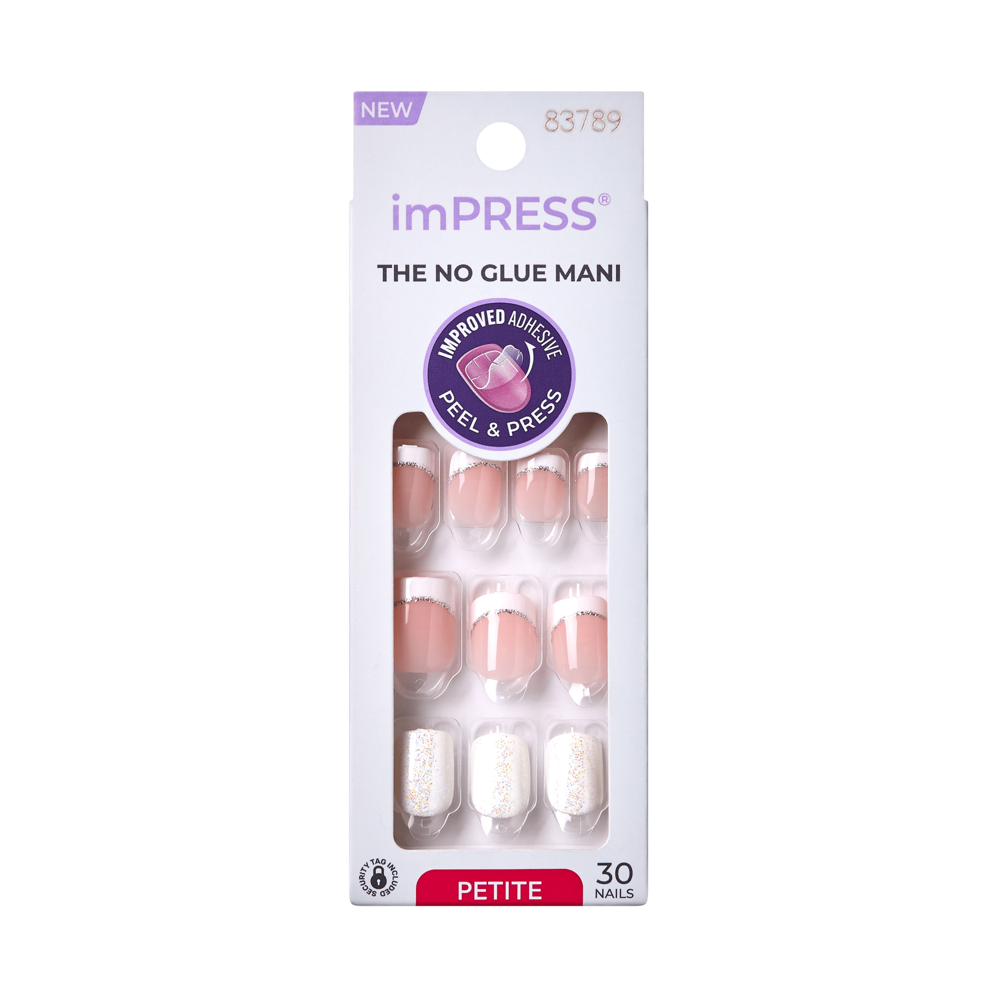 Impress Design No Glue Fake Press On Nails - My Mani | French Tips, White & Neutral, Petite, Squoval, Manicure