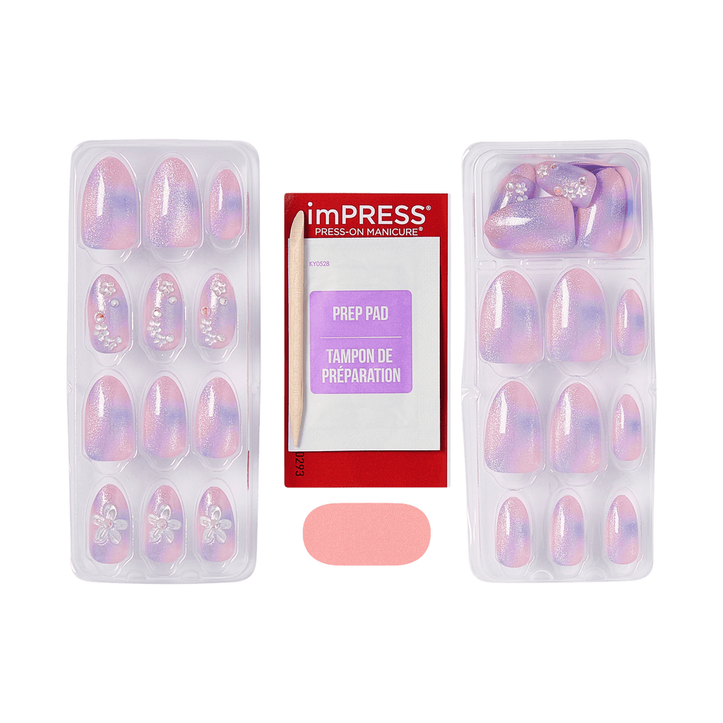 Impress Premium No Glue Fake Press On Nails - Pick Me First | 3D & Jewel Design,  Multicolor, Medium, Oval, Manicure