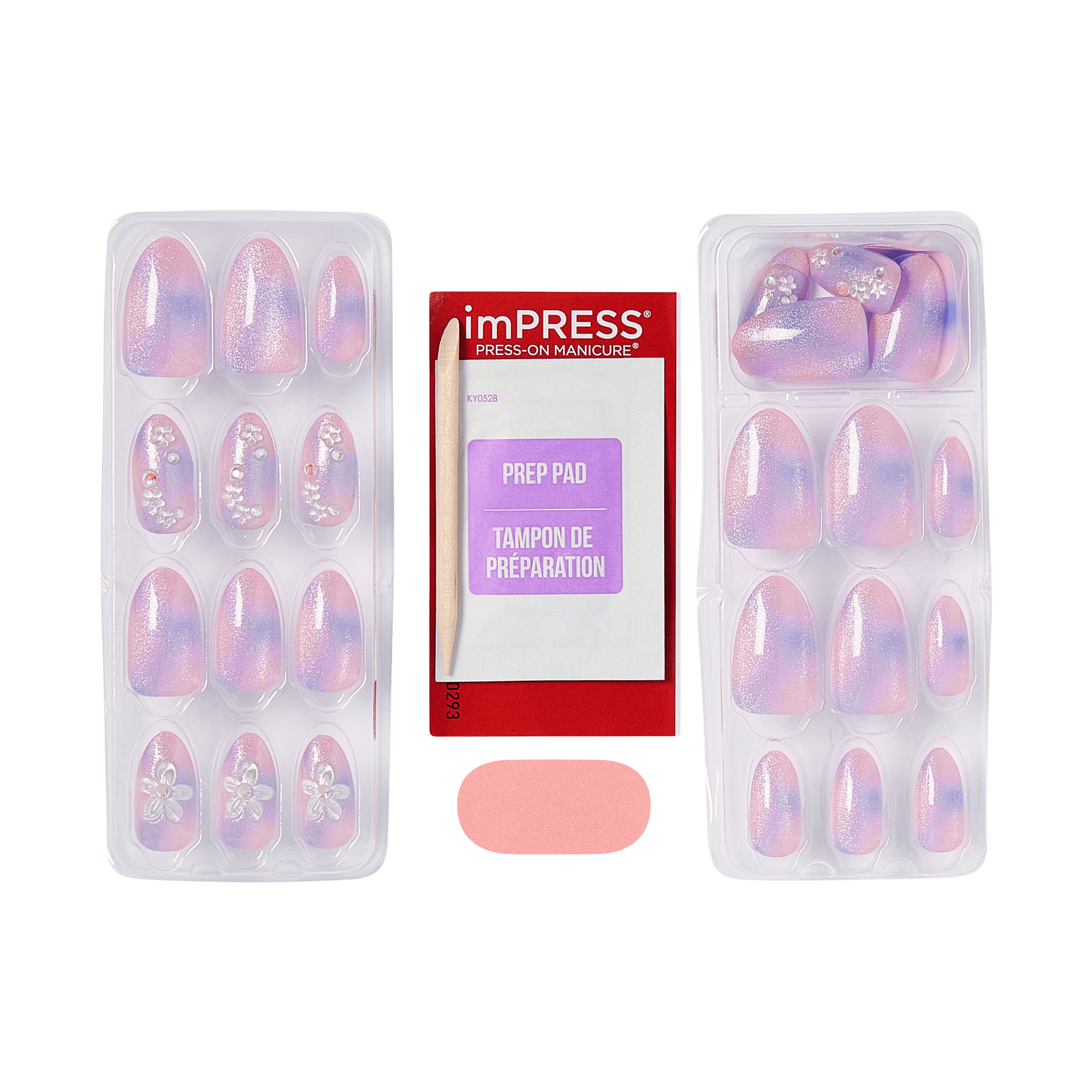 Impress Premium No Glue Fake Press On Nails - Pick Me First | 3D & Jewel Design,  Multicolor, Medium, Oval, Manicure