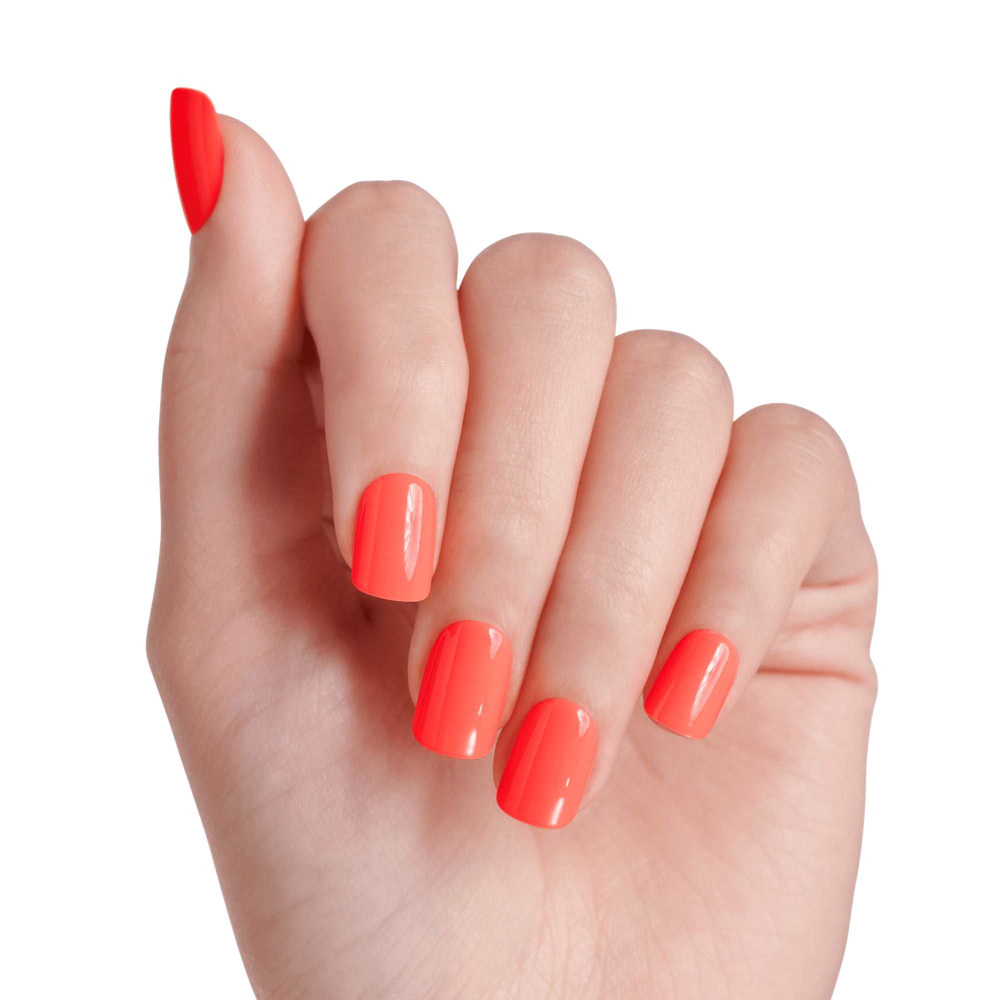 Impress Color No Glue Fake Press On Nails - Prime | Solid, Orange, Short, Squoval, Manicure