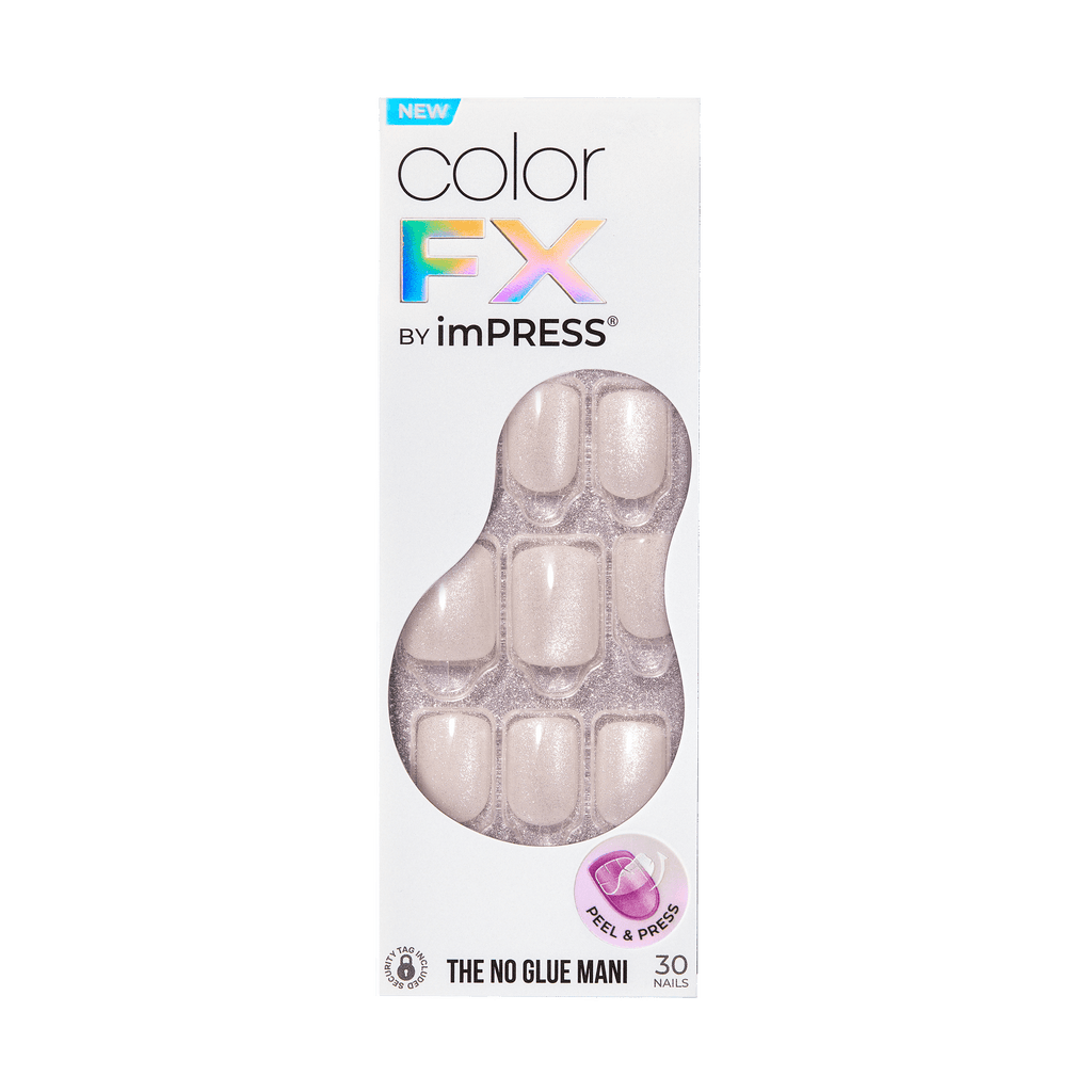 colorFX by Impress No Glue Fake Press On Nails - Rebel | Solid, White, Short, Squoval, Manicure
