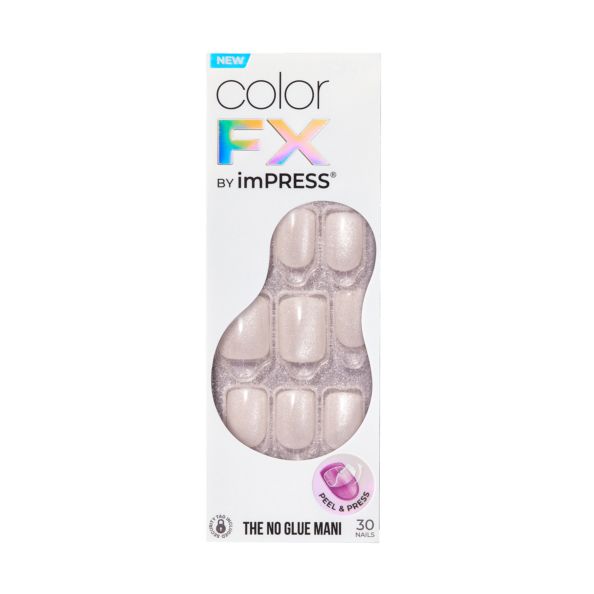 colorFX by Impress No Glue Fake Press On Nails - Rebel | Solid, White, Short, Squoval, Manicure