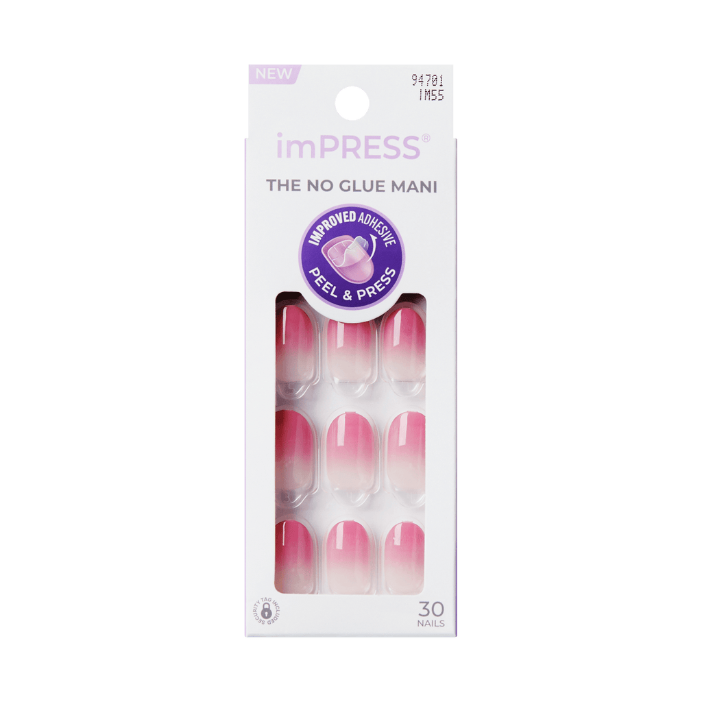 Impress Design No Glue Fake Press On Nails - Secretly Yours | Design, Pink, Short, Oval, Manicure