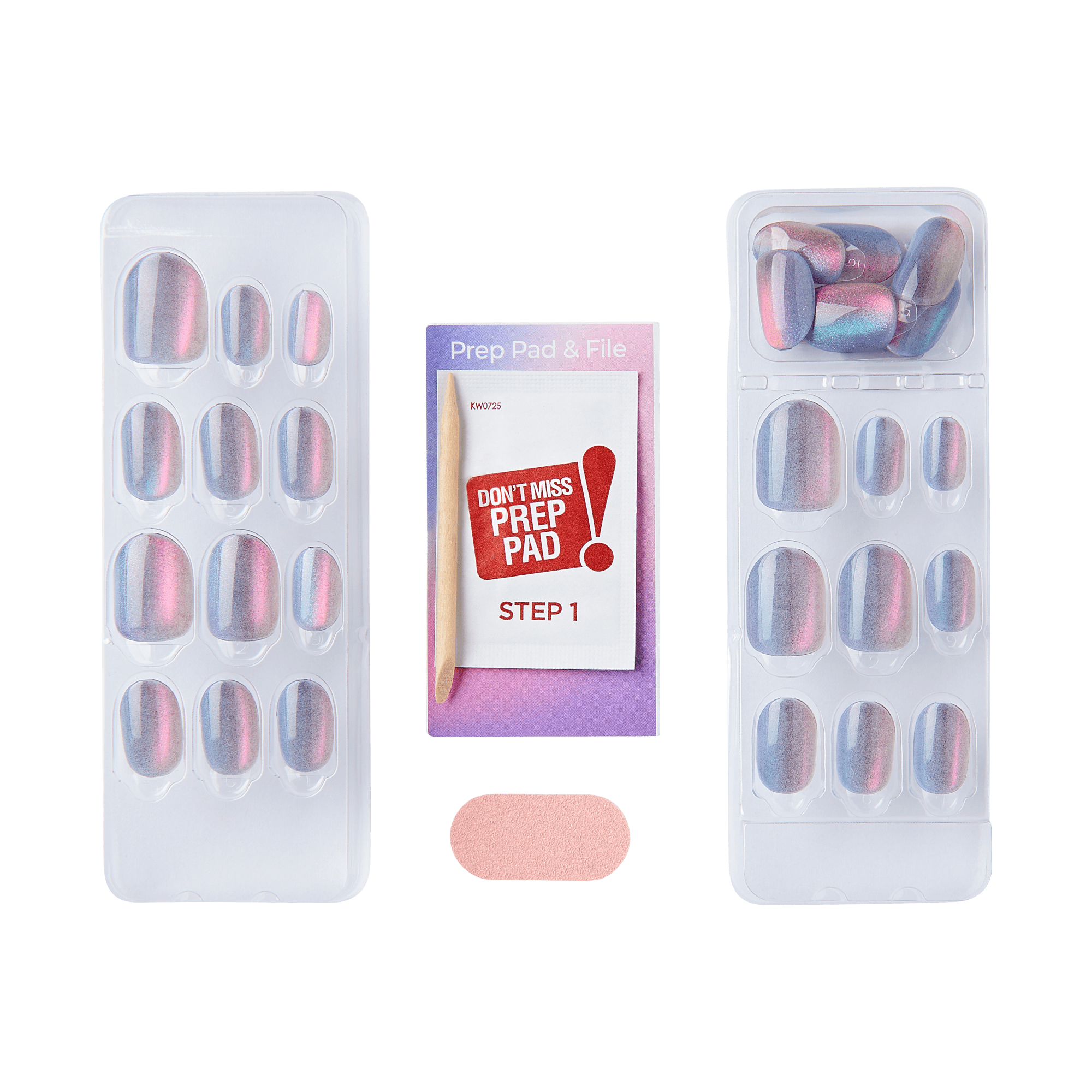 colorFX by Impress No Glue Fake Press On Nails - Fly Up | Solid, Silver, Short, Oval, Manicure