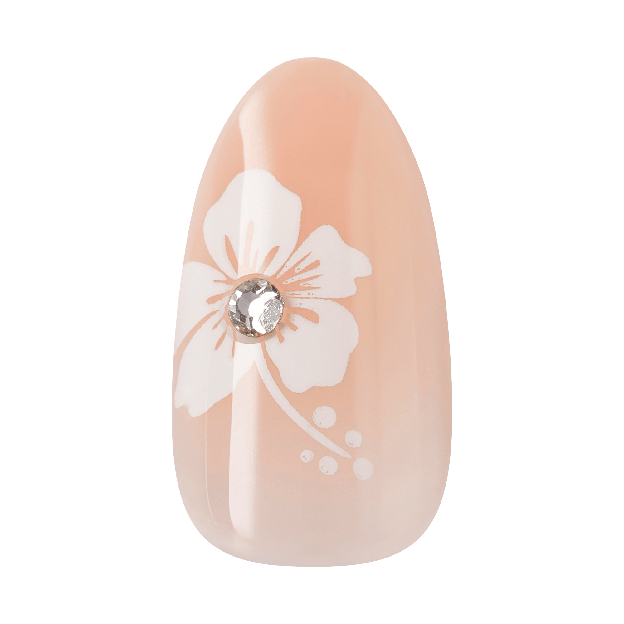 Impress Design No Glue Fake Press On Nails - Buttercup Shine | 3D & Jewel French Design, White, Medium, Almond, Manicure