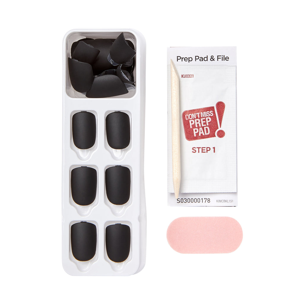 Impress Color No Glue Fake Press On Nails - On the Road | Solid, Black, Short, Squoval, Manicure