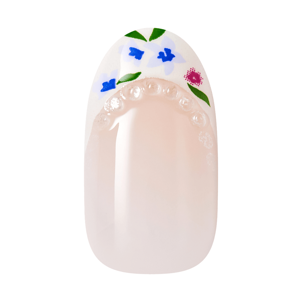 Impress Design No Glue Fake Press On Nails - Happy Mood | French Design, Multicolor, Medium, Oval, Manicure