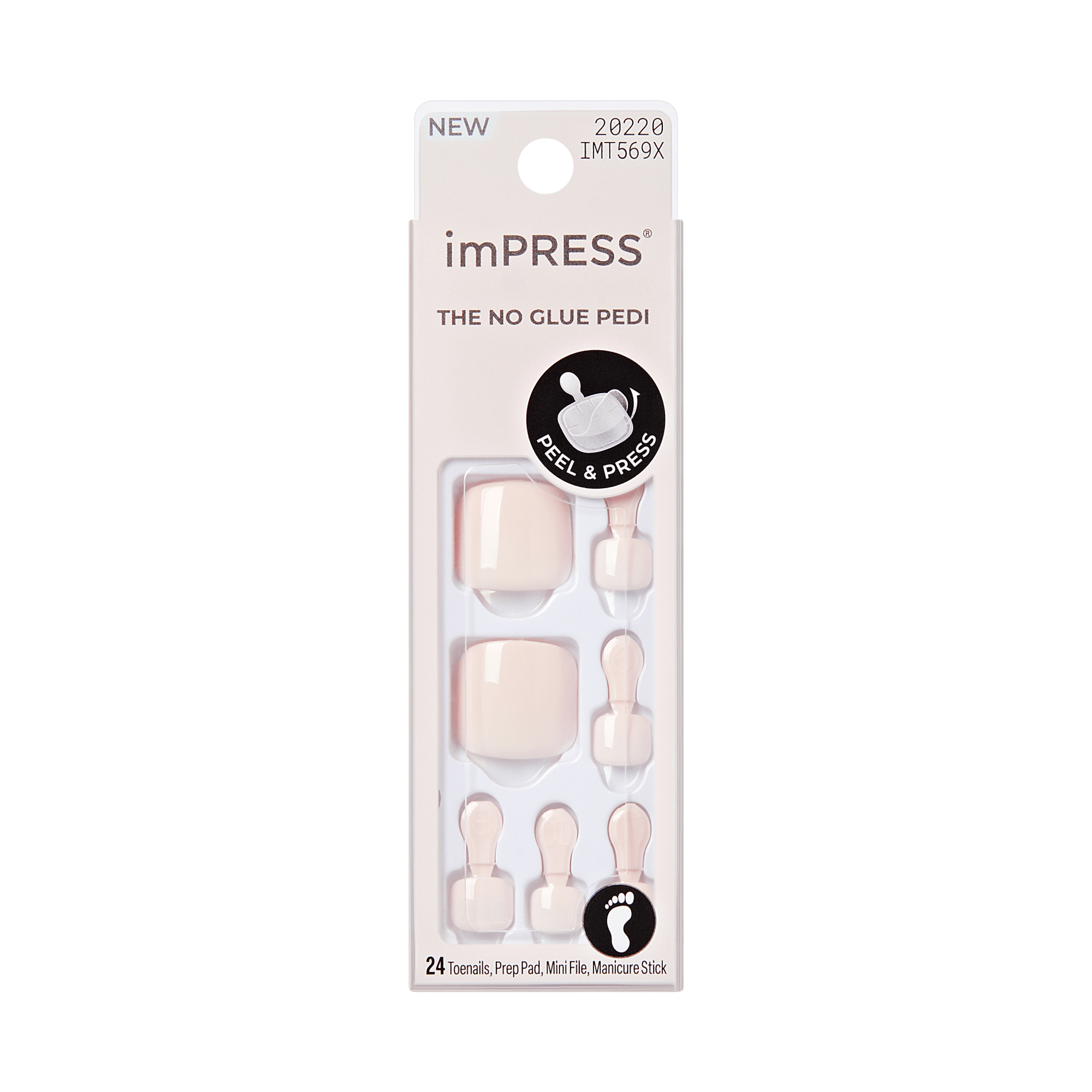 Impress Color No Glue Fake Press On Toenails - Mermaid Kisses | Solid, Pink, Short, Squoval, Pedicure