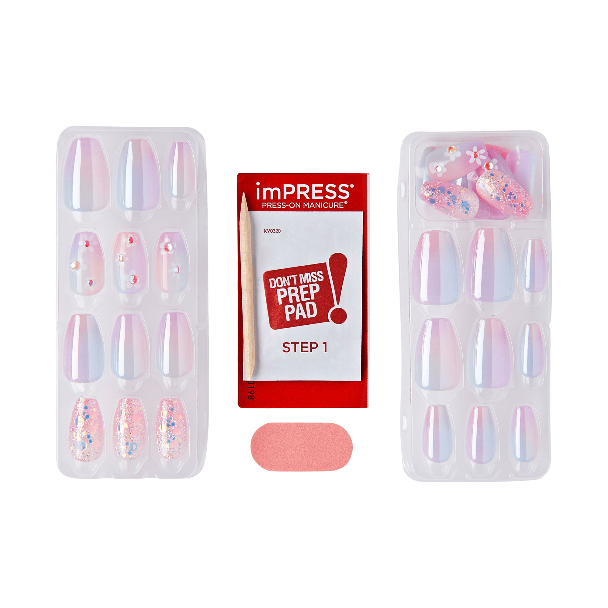 Impress Premium No Glue Fake Press On Nails - Portal | 3D & Jewel Design,  Purple, Medium, Coffin, Manicure