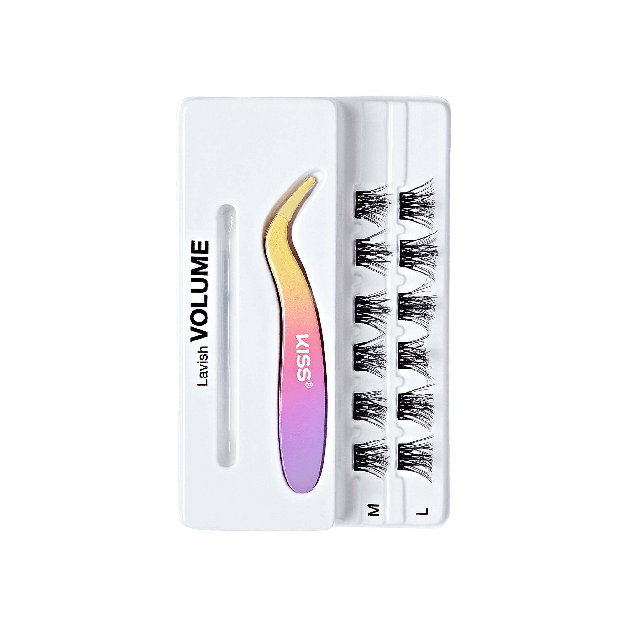 Impress Falsies Pre-Glued False Eyelashes Minipack - Lavish | 12 Lash Clusters, With Mini Applicator, 12mm-14mm