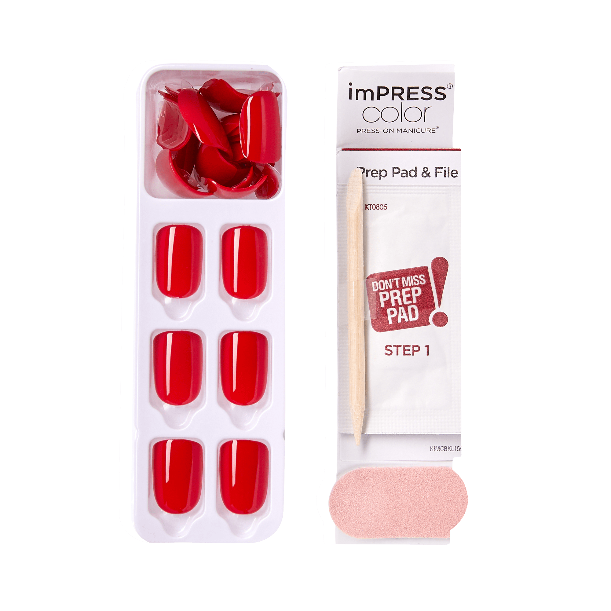 Impress Color No Glue Fake Press On Nails - Reddy or Not | Solid, Red, Short, Squoval, Manicure