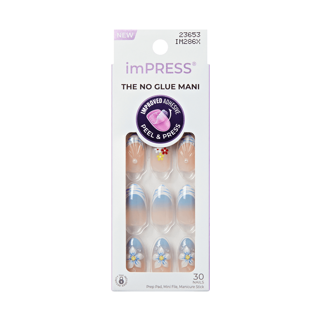 Impress Design No Glue Fake Press On Nails - Amerie | French Design, Multicolor, Medium, Almond, Manicure