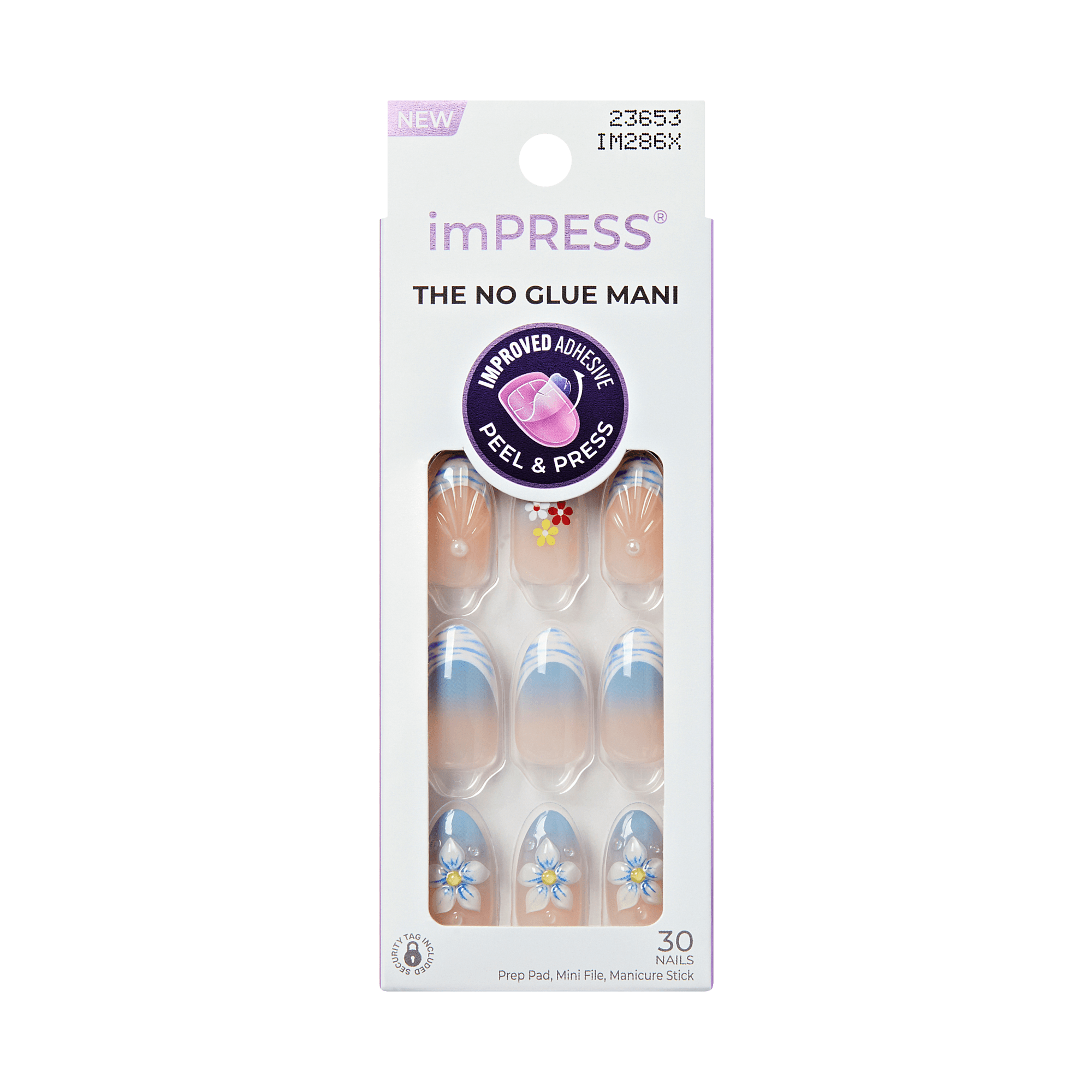 Impress Design No Glue Fake Press On Nails - Amerie | French Design, Multicolor, Medium, Almond, Manicure