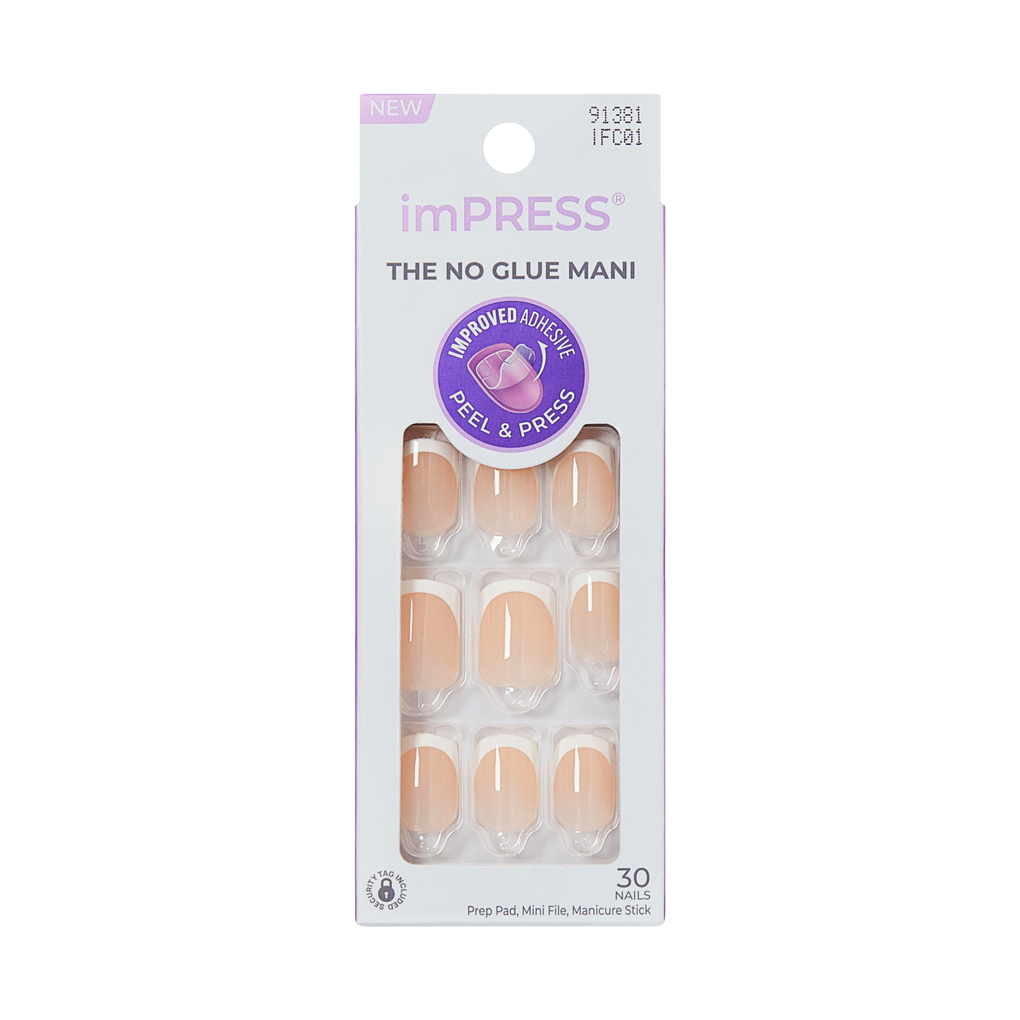 Impress French No Glue Fake Press On Nails - Model | French Tips, White & Neutral, Short, Squoval, Manicure