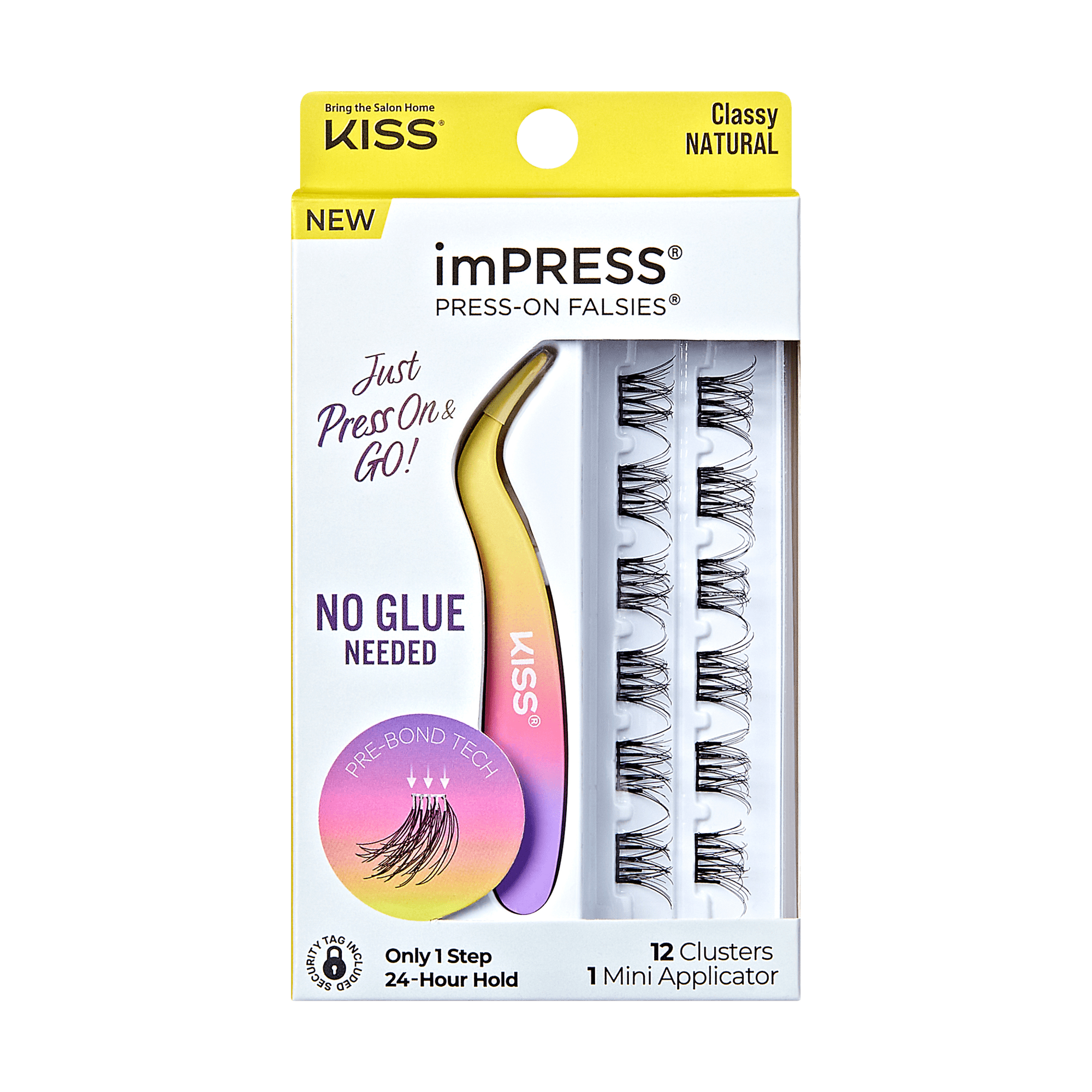 Impress Falsies Pre-Glued False Eyelashes Minipack - Classy | 12 Lash Clusters, With Mini Applicator, 10mm-12mm