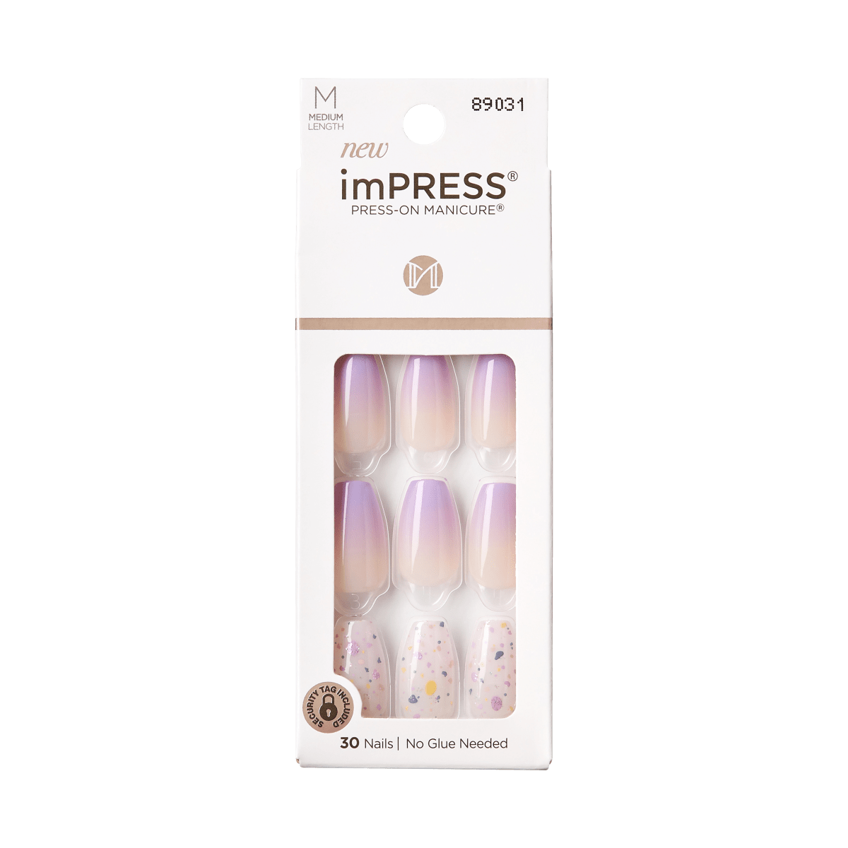 Impress Design No Glue Fake Press On Nails- All I Want | Design, Multicolor, Medium, Coffin, Manicure