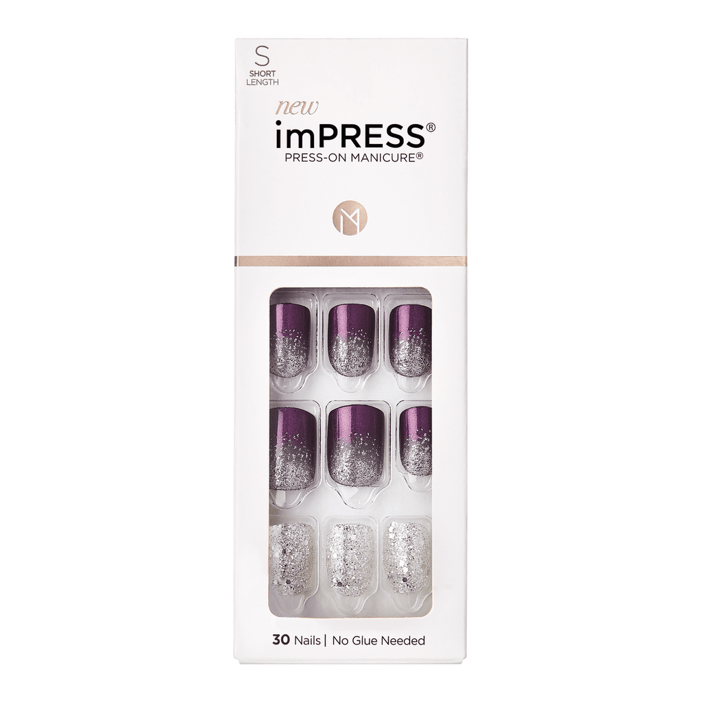 Impress No Glue Fake Press On Nails- Heartquake | Design, Purple, Short, Squoval, Manicure