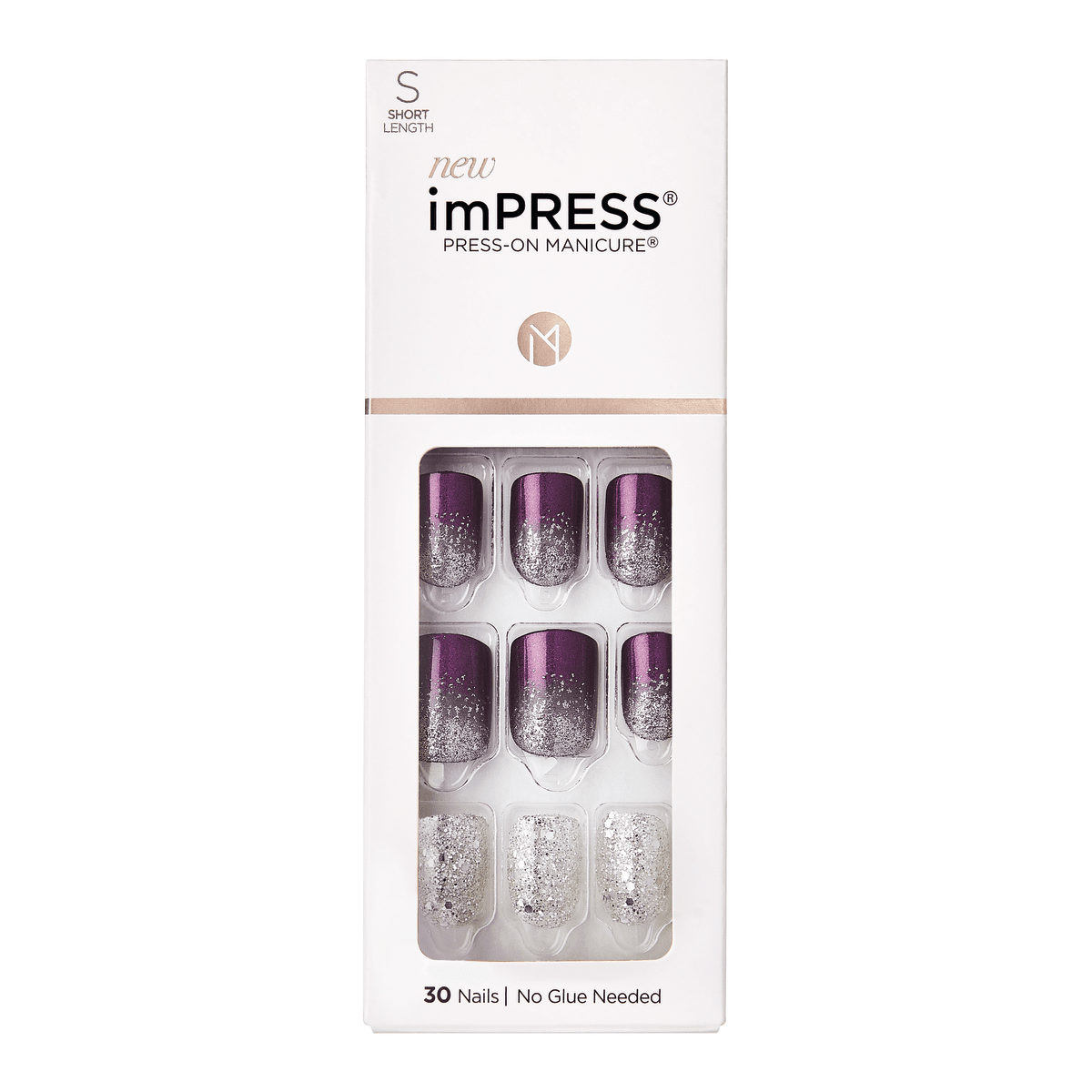 Impress No Glue Fake Press On Nails- Heartquake | Design, Purple, Short, Squoval, Manicure