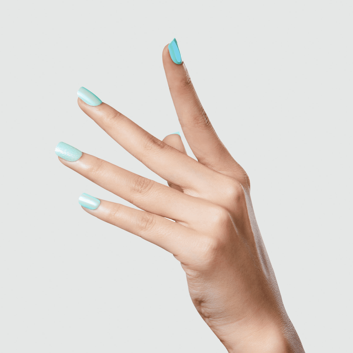 Impress Design No Glue Fake Press On Nails- Rain Check | Solid, Blue, Short, Squoval, Manicure