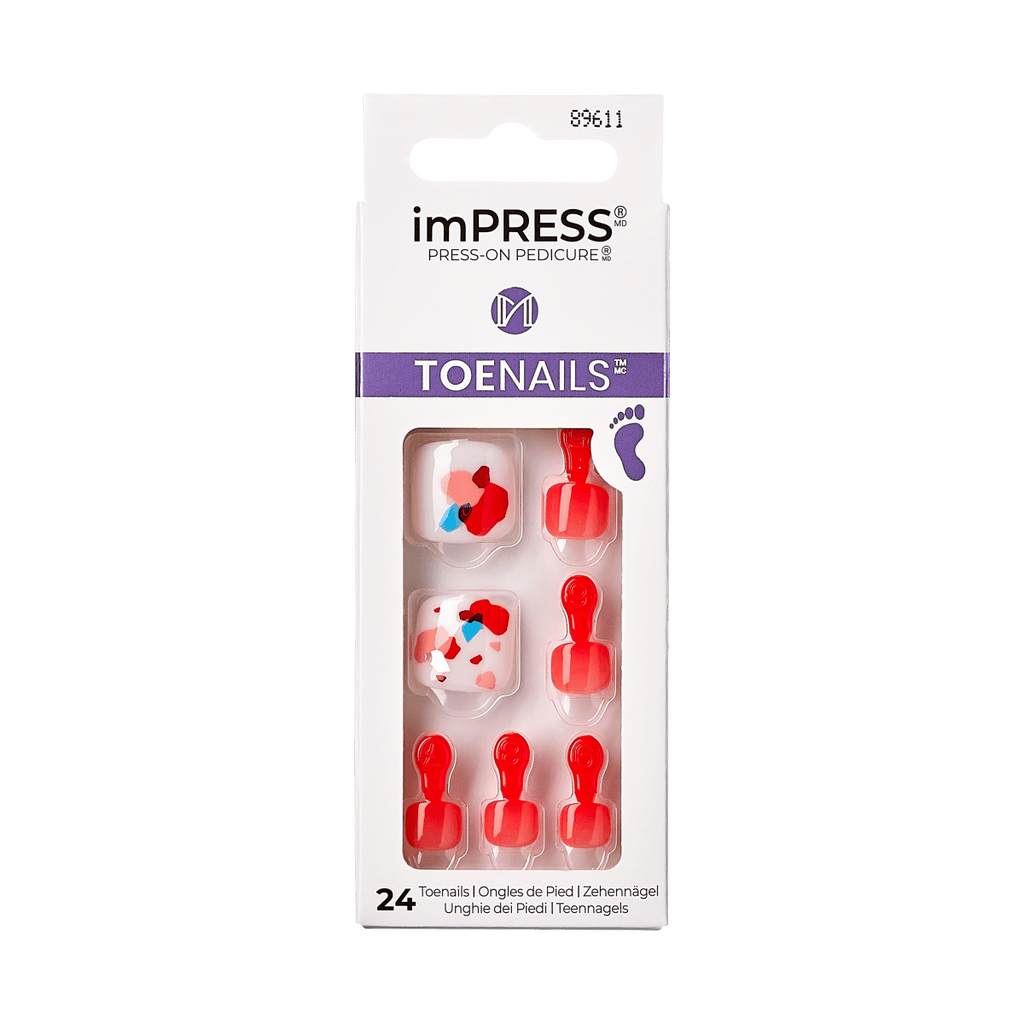 Impress Design No Glue Fake Press On Toenails - We're Good | Design, Multicolor, Short, Square, Pedicure