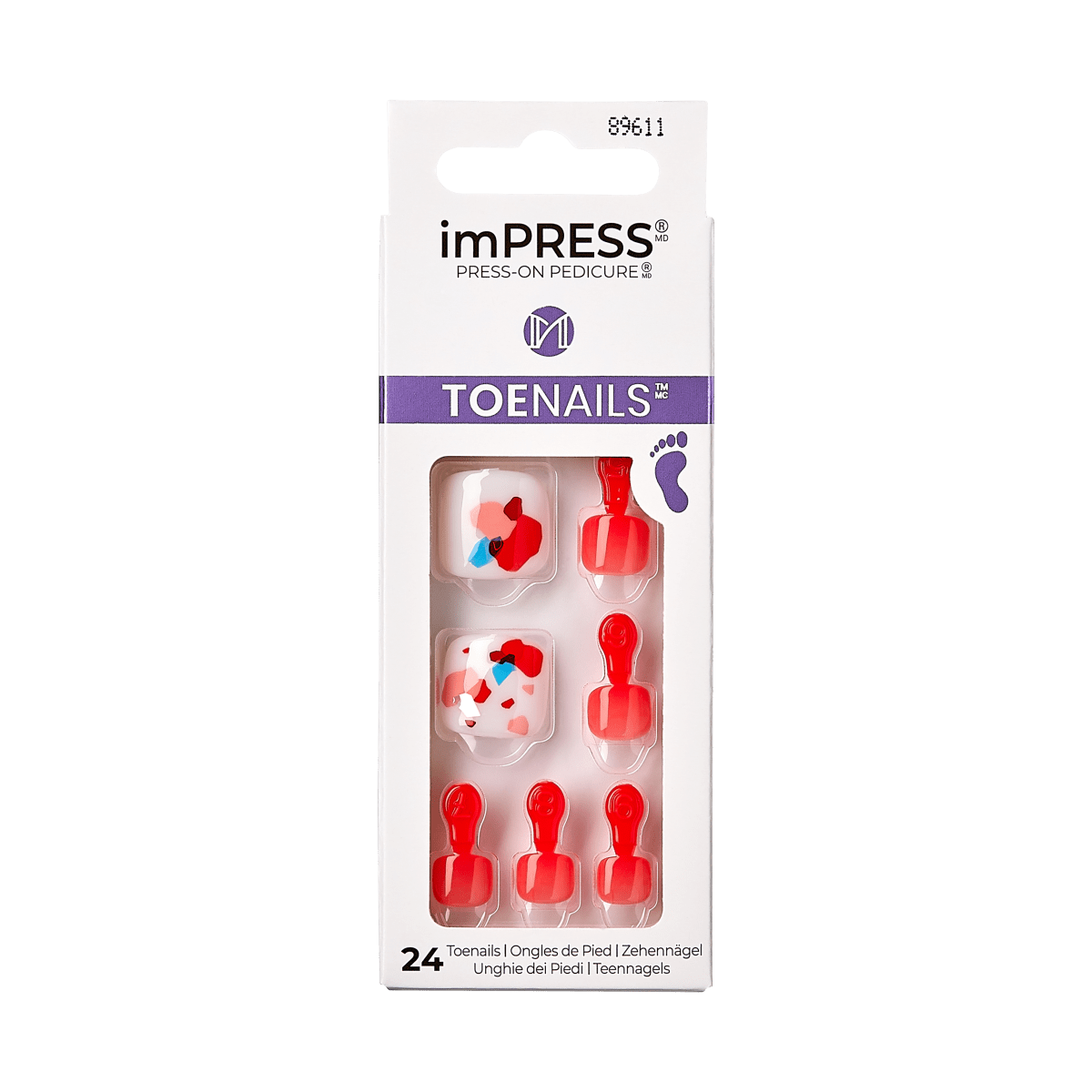 Impress Design No Glue Fake Press On Toenails - We're Good | Design, Multicolor, Short, Square, Pedicure