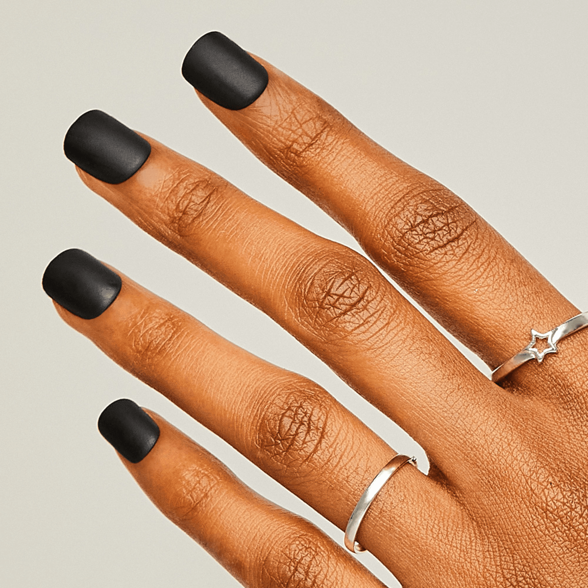 Impress Color No Glue Fake Press On Nails - On the Road | Solid, Black, Short, Squoval, Manicure