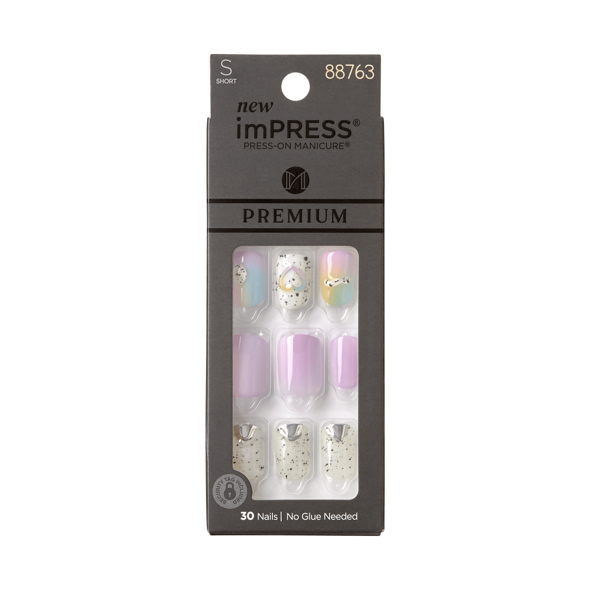 Impress Premium No Glue Fake Press On Nails- Sweet Life | Design, Multicolor, Short, Squoval, Manicure