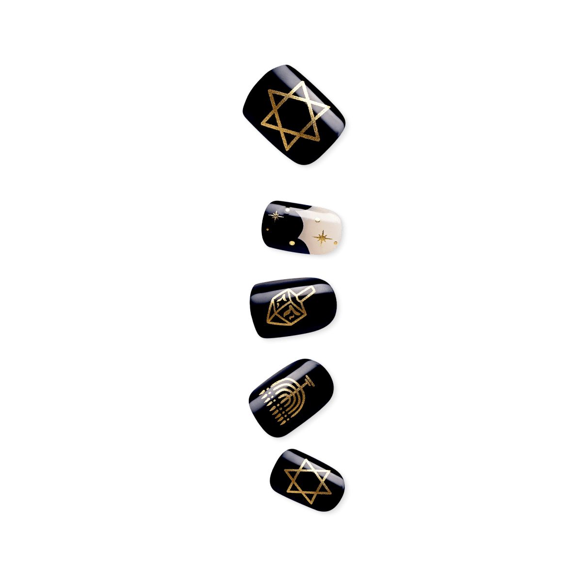Impress Design Limited-Edition Hanukkah No Glue Fake Press On Nails - 8 Nights | Design, Blue, Short, Squoval, Manicure