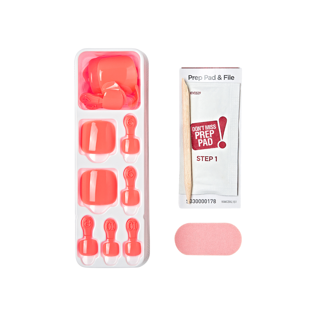 Impress Design No Glue Fake Press On Toenails- Sweet as Honey | Solid, Orange, Short, Squoval, Pedicure