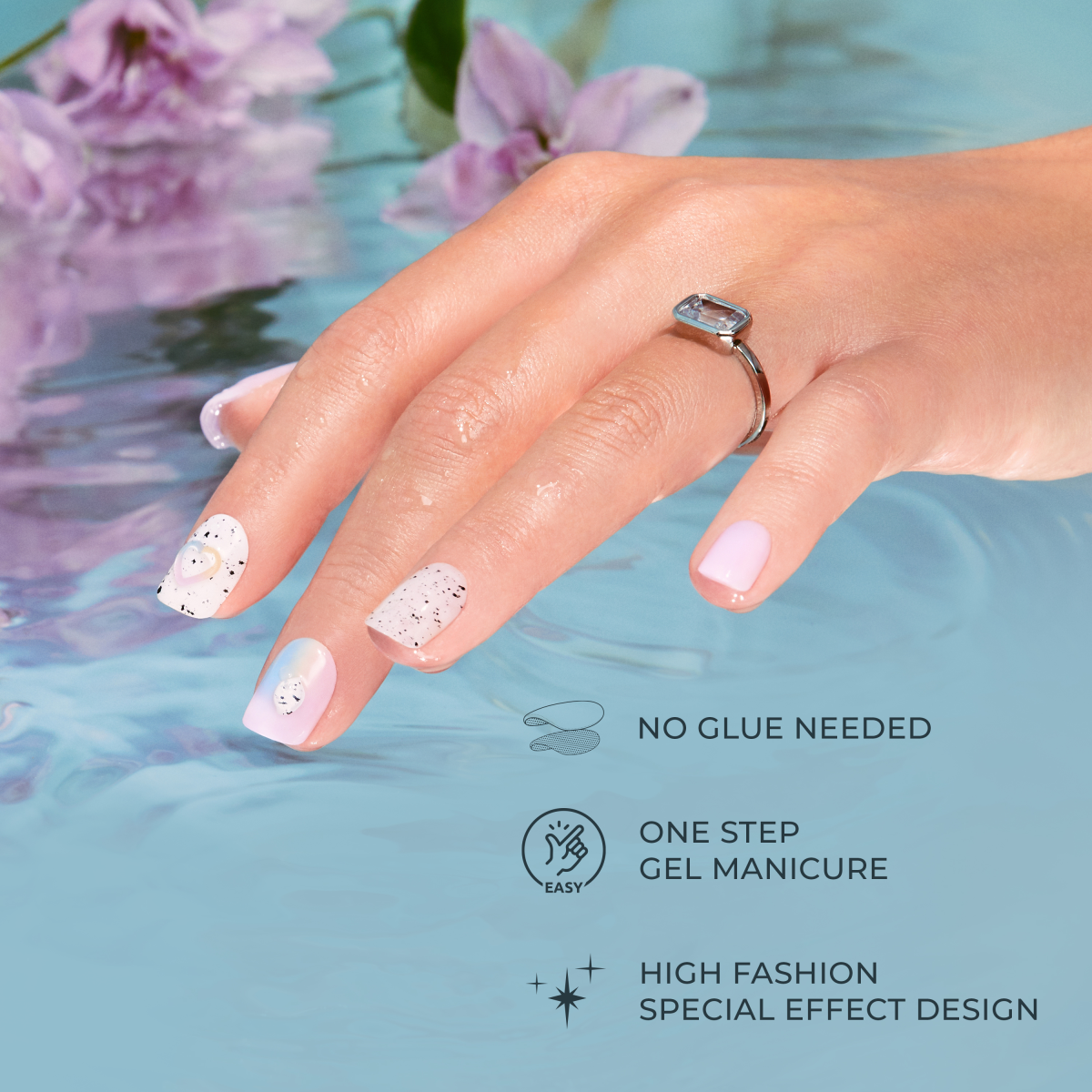 Impress Premium No Glue Fake Press On Nails- Sweet Life | Design, Multicolor, Short, Squoval, Manicure