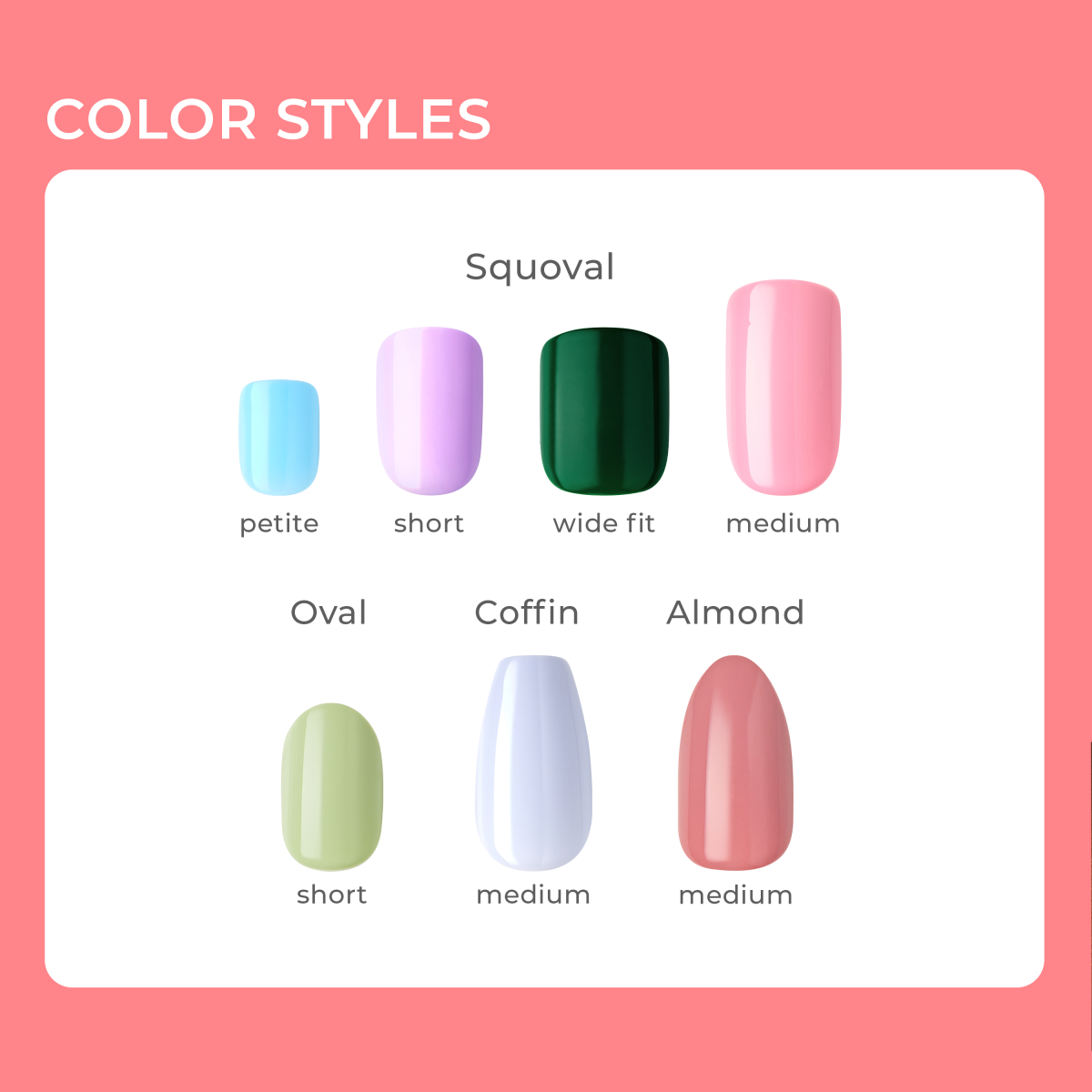 Impress Color No Glue Fake Press On Nails - Serendipity | Solid, Pink, Medium, Coffin, Manicure