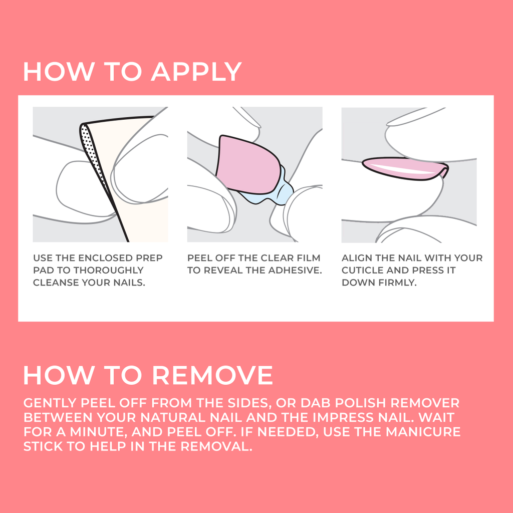Impress Color No Glue Fake Press On Nails - Serendipity | Solid, Pink, Medium, Coffin, Manicure
