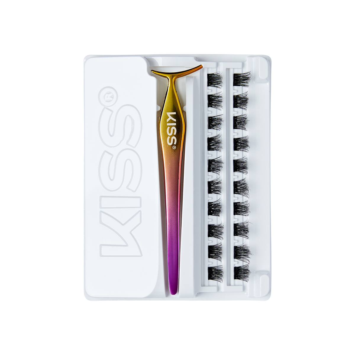 Impress Falsies Pre-Glued False Eyelashes Starter Kit - Glamorous | 20 Lash Clusters, With Applicator, 12mm-14mm