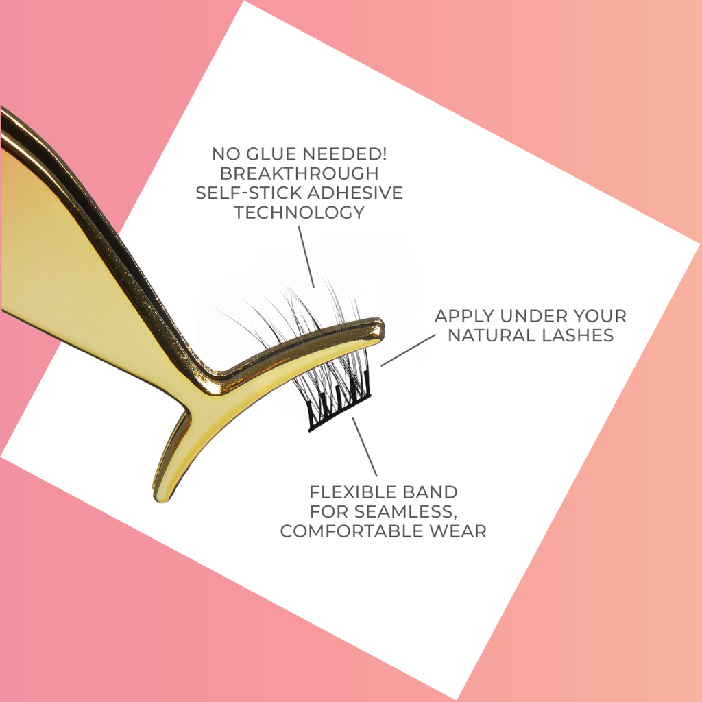 Impress Falsies Pre-Glued False Eyelashes Starter Kit - Glamorous | 20 Lash Clusters, With Applicator, 12mm-14mm