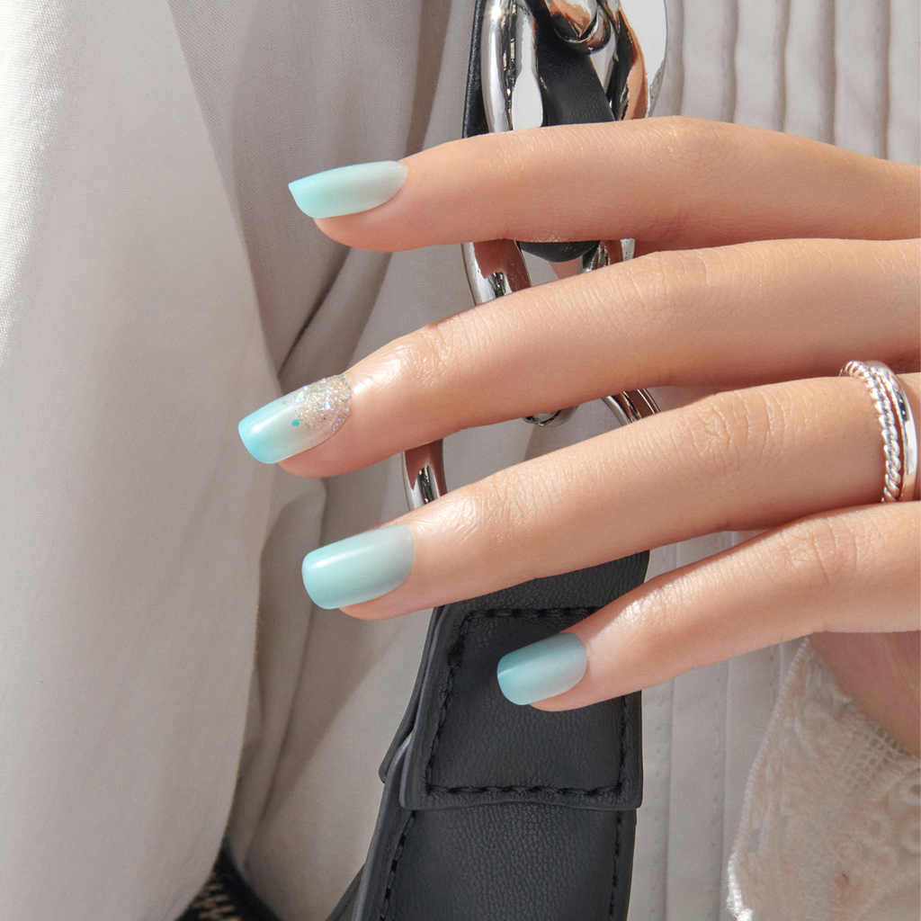 Impress Design No Glue Fake Press On Nails - Eternity | Design, Blue, Short, Squoval, Manicure