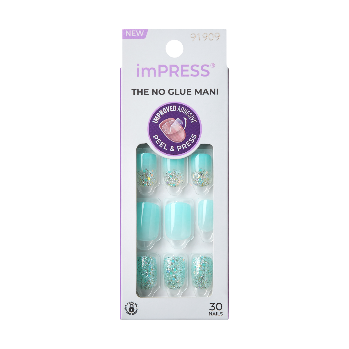 Impress Design No Glue Fake Press On Nails - Eternity | Design, Blue, Short, Squoval, Manicure