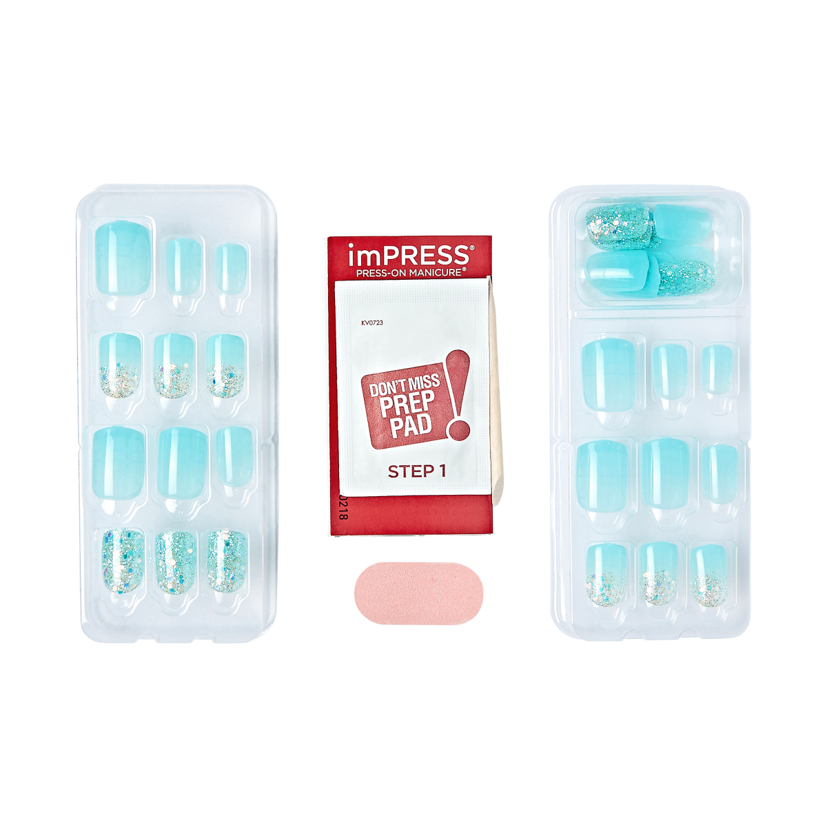 Impress Design No Glue Fake Press On Nails - Eternity | Design, Blue, Short, Squoval, Manicure