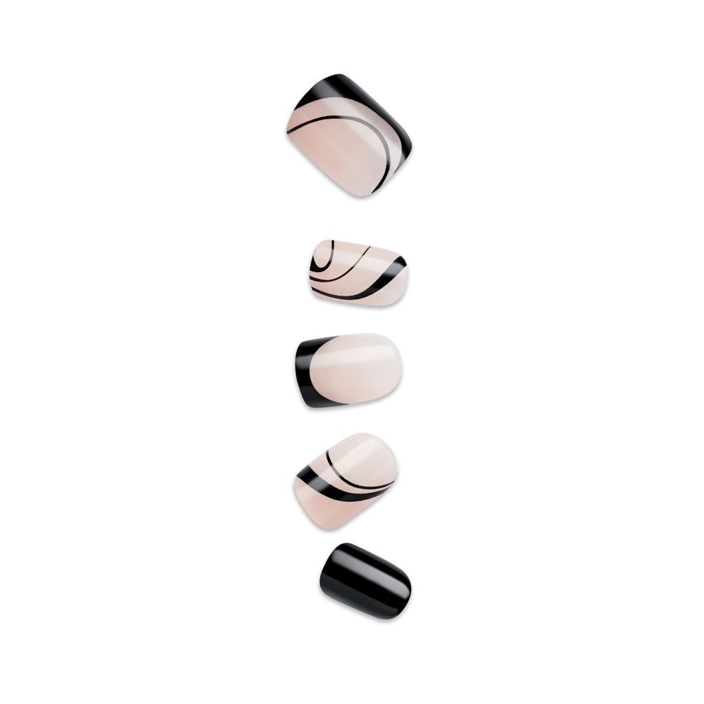 Impress Design No Glue Fake Press On Nails - Wide Fit - Black Dress | Design, Black, Wide Fit, Squoval, Manicure