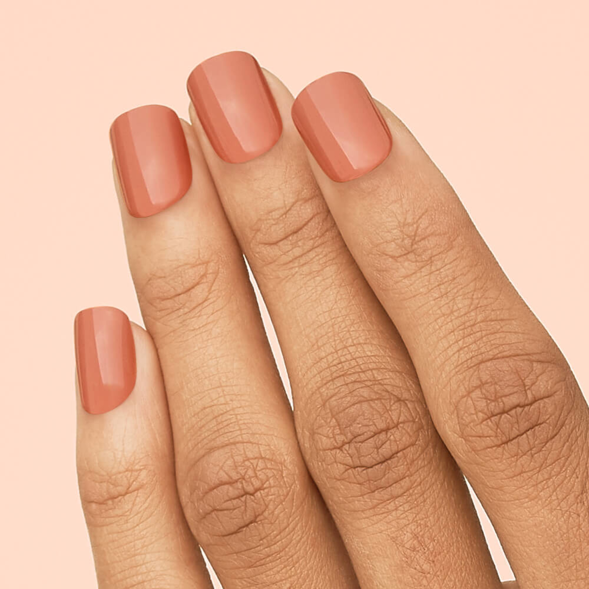 Impress Color No Glue Fake Press On Nails- Caramel | Solid, Pink, Short, Squoval, Manicure
