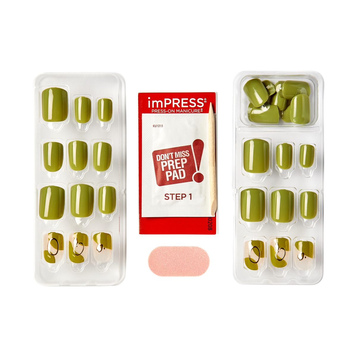 Impress Design No Glue Fake Press On Nails - Before Sunrise | Design, Green, Short, Squoval, Manicure
