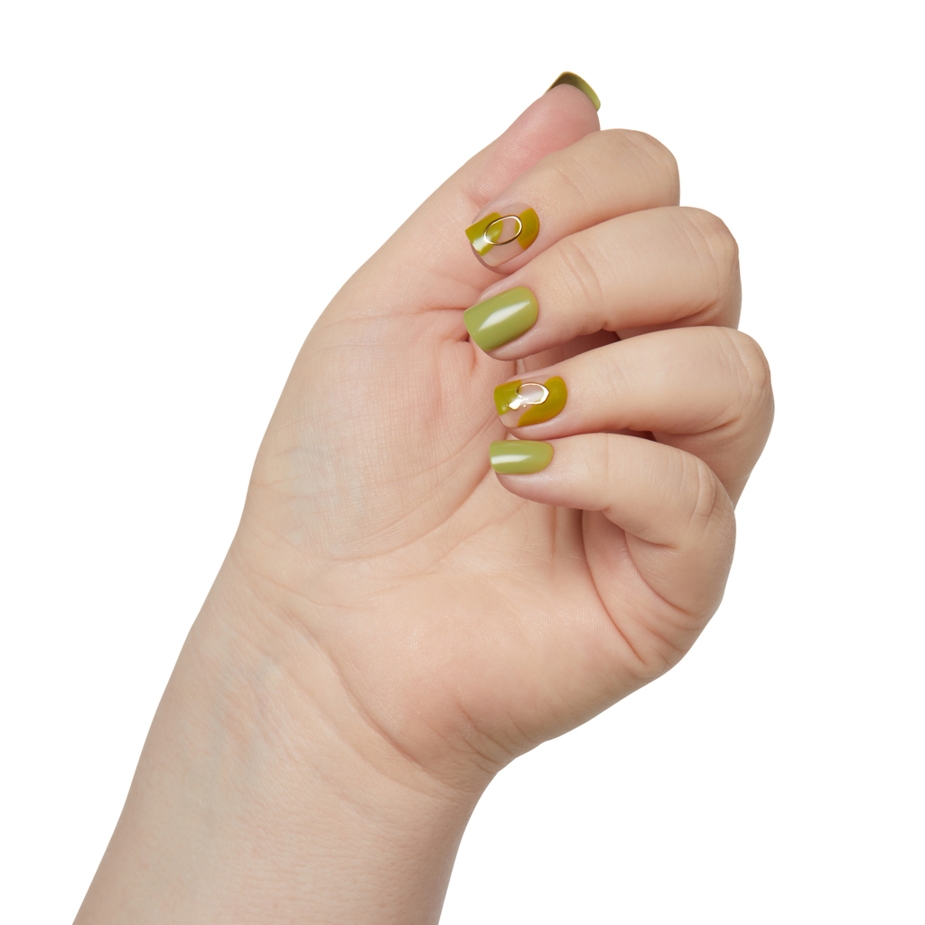 Impress Design No Glue Fake Press On Nails - Before Sunrise | Design, Green, Short, Squoval, Manicure