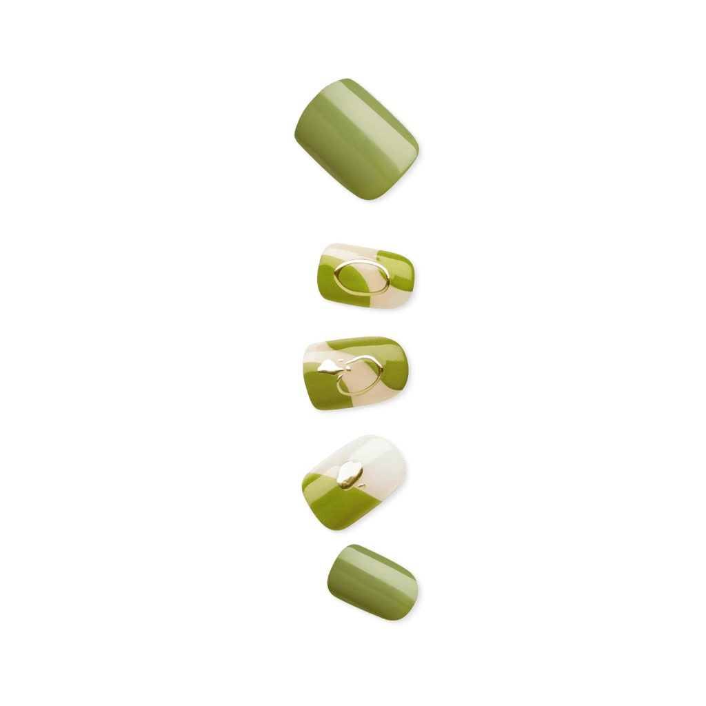 Impress Design No Glue Fake Press On Nails - Before Sunrise | Design, Green, Short, Squoval, Manicure