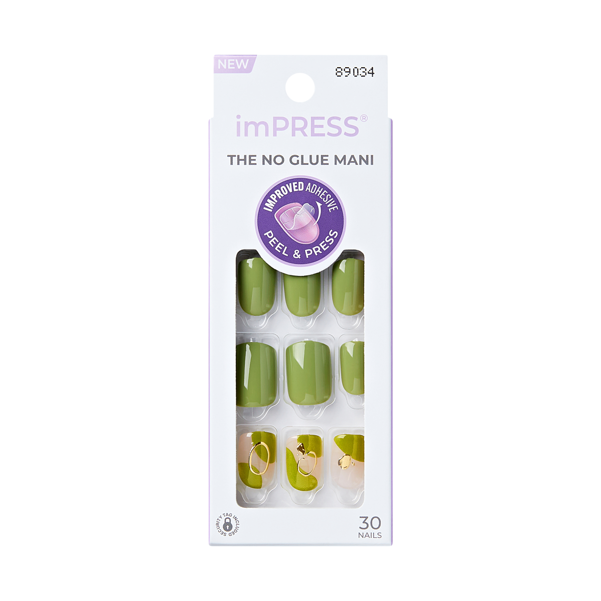 Impress Design No Glue Fake Press On Nails - Before Sunrise | Design, Green, Short, Squoval, Manicure