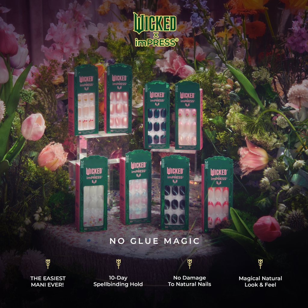 WICKED X Impress | Beautifical | Design, White, Medium, Oval, Manicure